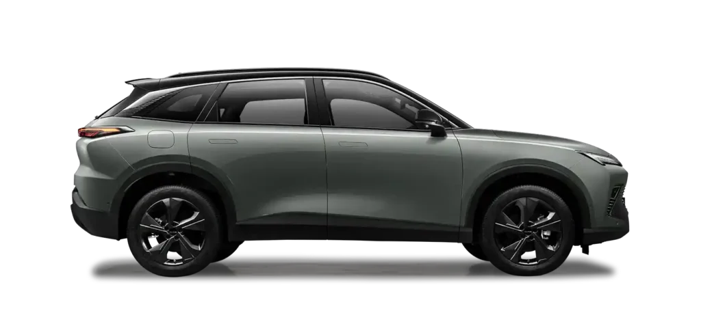 Side view of a dark grey / black roof BAIC X55 SUV