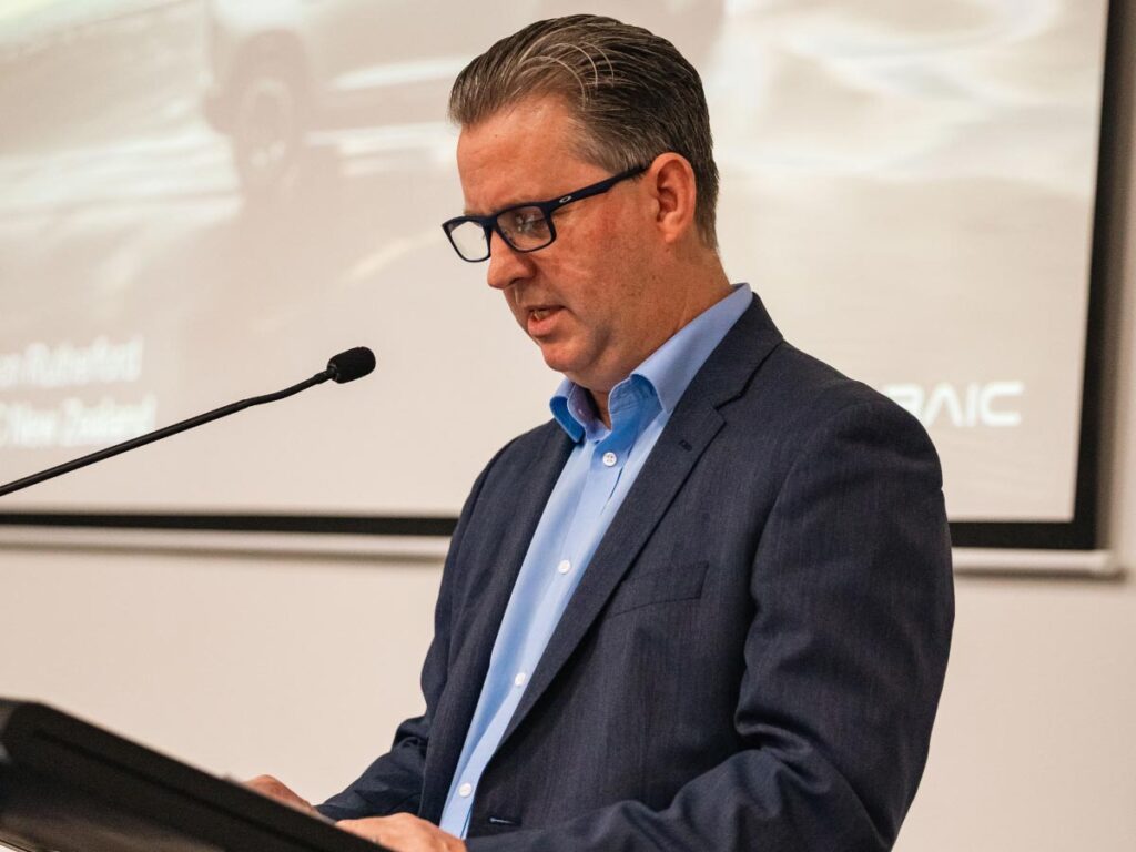 Auto Distribution Holdings CEO Simon Rutherford speaking at the BAIC NZ launch